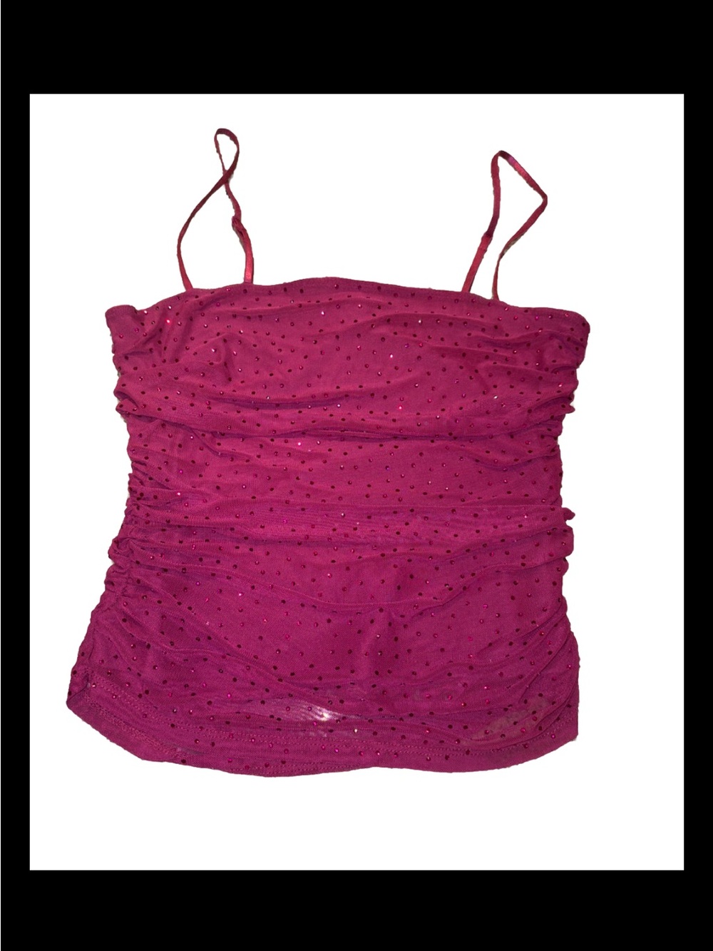 AFRM Fuchsia Pink Ruched Rhinestone Tank Top - Picture 3 of 6